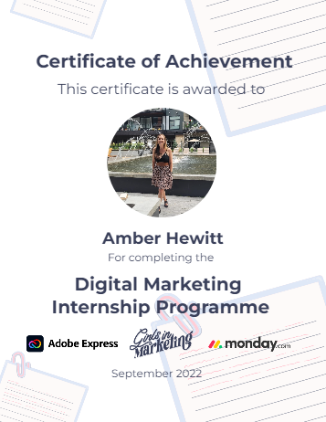 Digital Marketing Internship Programme Certificate