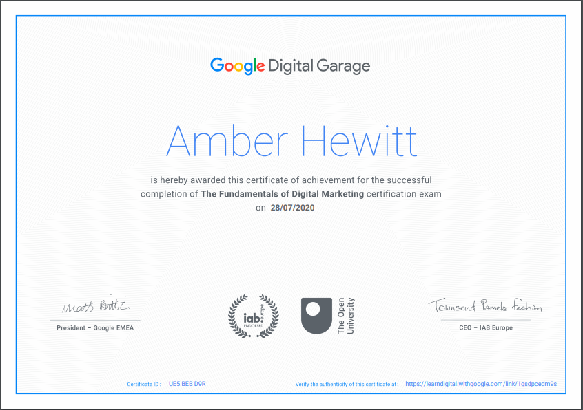 Google Digital Garage Certificate